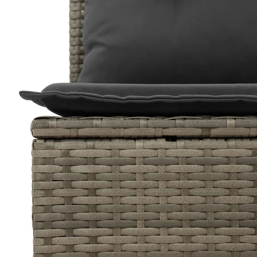 Salon de jardin 5 pcs avec coussins gris résine tressée - 6