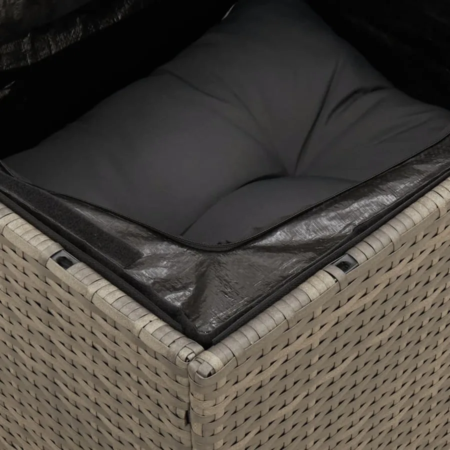 Salon de jardin 5 pcs avec coussins gris résine tressée - 7