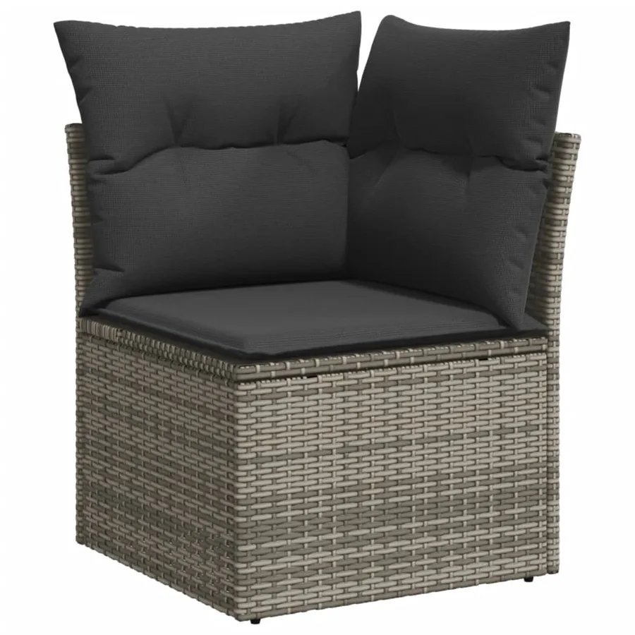 Salon de jardin 8 pcs avec coussins gris résine tressée - 4