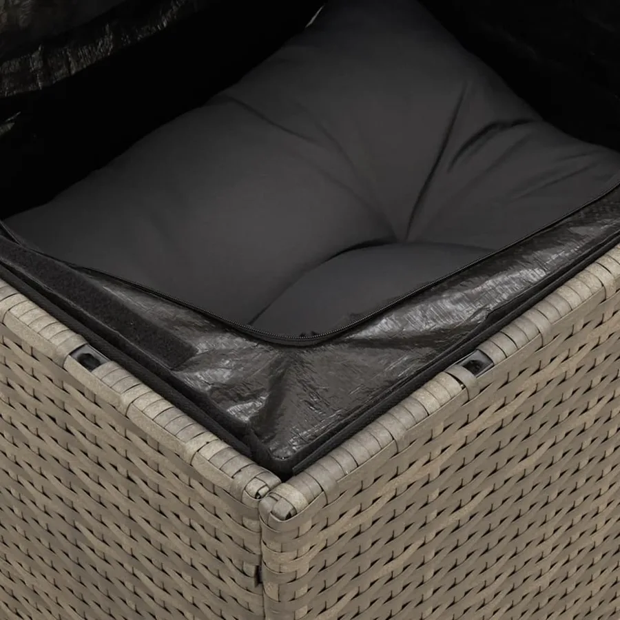 Salon de jardin 4 pcs avec coussins gris résine tressée - 7