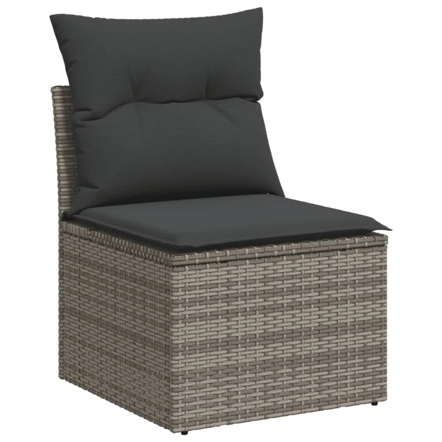 Salon de jardin avec coussins 10 pcs gris résine tressée - 3