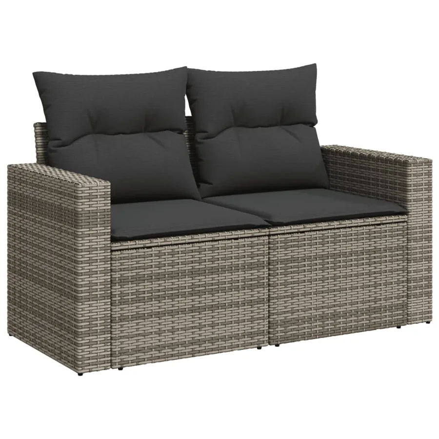 Salon de jardin avec coussins 10 pcs gris résine tressée - 5