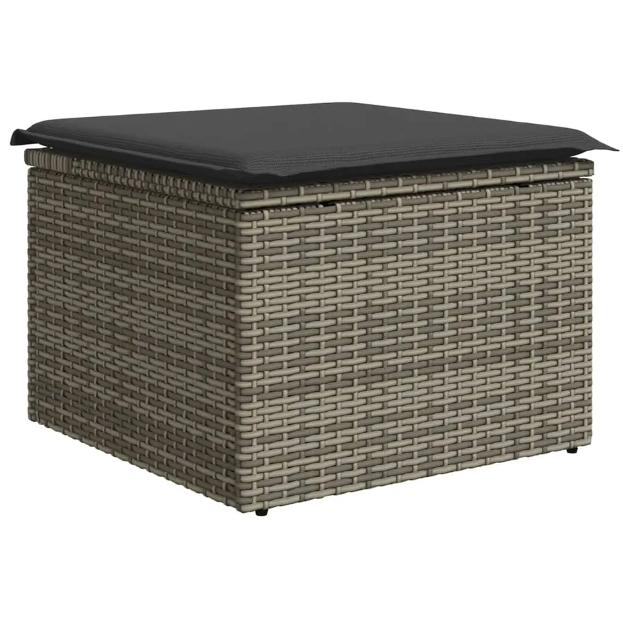 Salon de jardin avec coussins 10 pcs gris résine tressée - 7