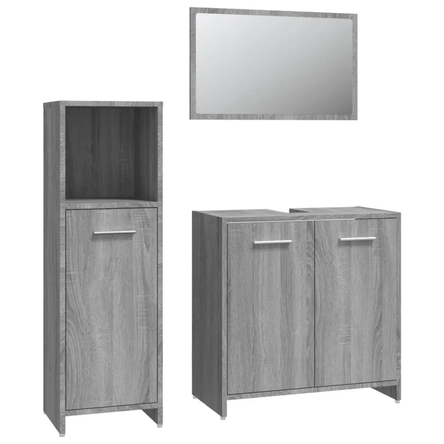 Ensemble de meubles de salle de bain 3 pcs Sonoma gris - 2
