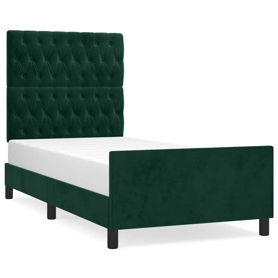 Cadre de lit sans matelas vert foncé 90x200 cm velours - 2