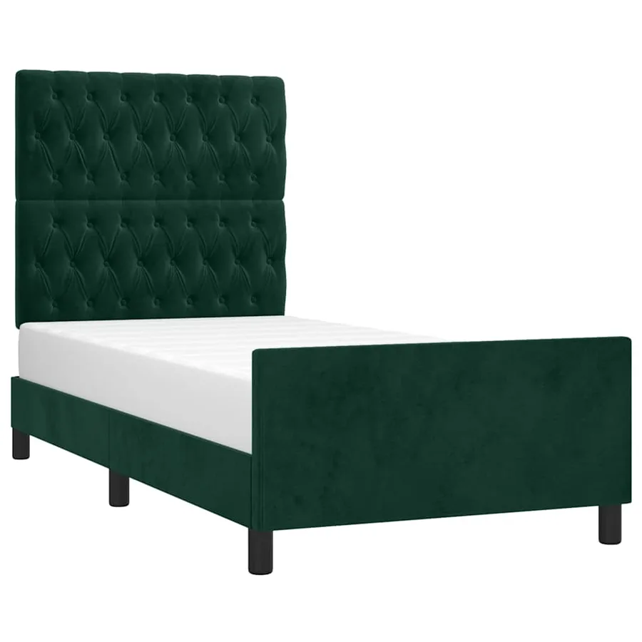 Cadre de lit sans matelas vert foncé 90x200 cm velours - 3