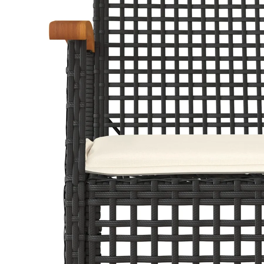 Ensemble à manger de jardin coussins 7pcs Noir Résine tressée - 5