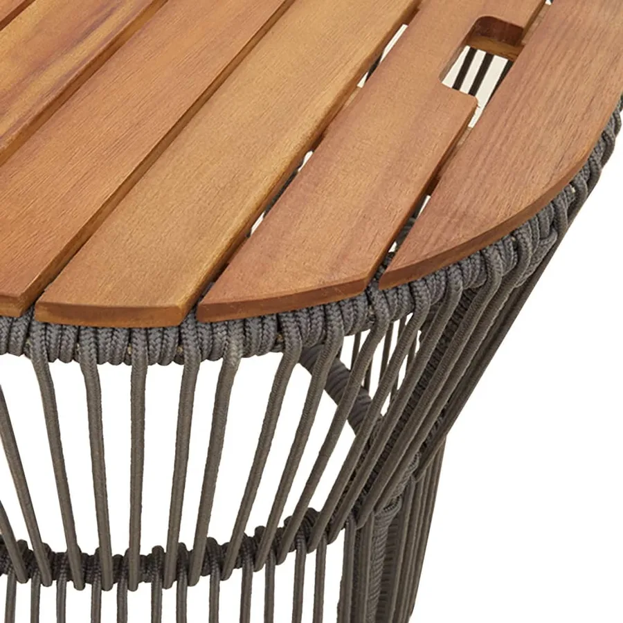 Tables d'appoint de jardin 2 pcs dessus en bois gris poly rotin - 8