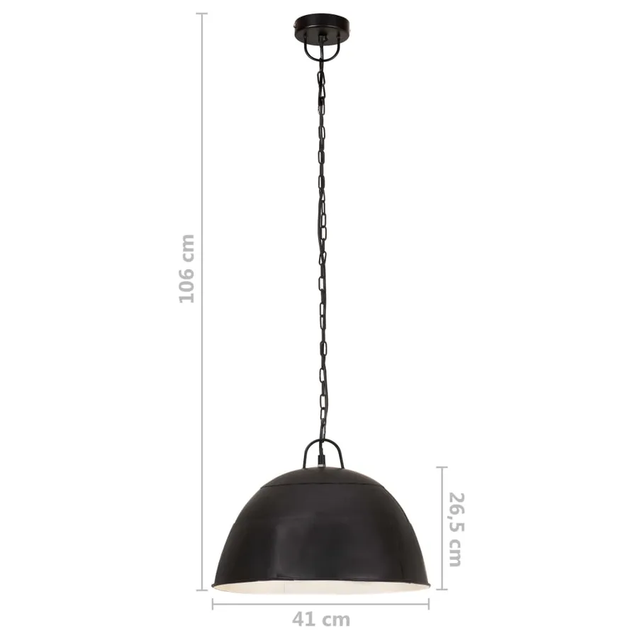 Lampe suspendue industrielle vintage 25 W Noir Rond 41 cm E27 - 11