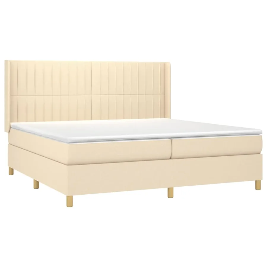 Sommier à lattes de lit avec matelas Crème 200x200 cm Tissu - 3