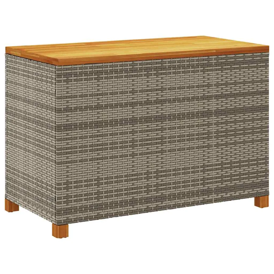 Boîte de rangement de jardin gris résine tressée bois d'acacia - 6