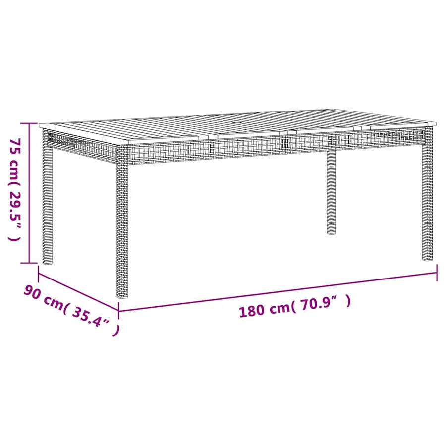Ensemble à manger de jardin et coussins 7 pcs gris rotin - 7