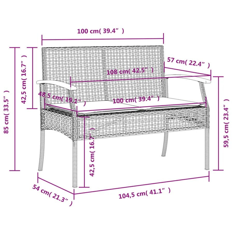 Ensemble à manger de jardin 4 pcs avec coussins noir - 11