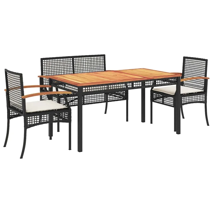 Ensemble à manger de jardin 4 pcs avec coussins noir - 2