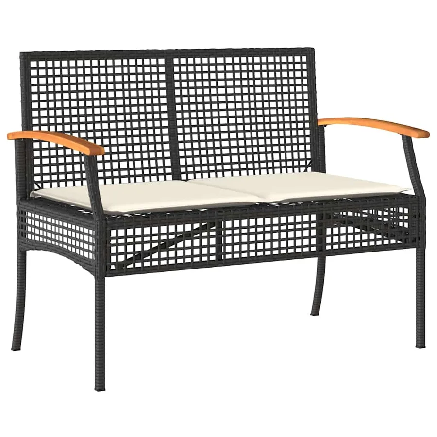 Ensemble à manger de jardin 4 pcs avec coussins noir - 3