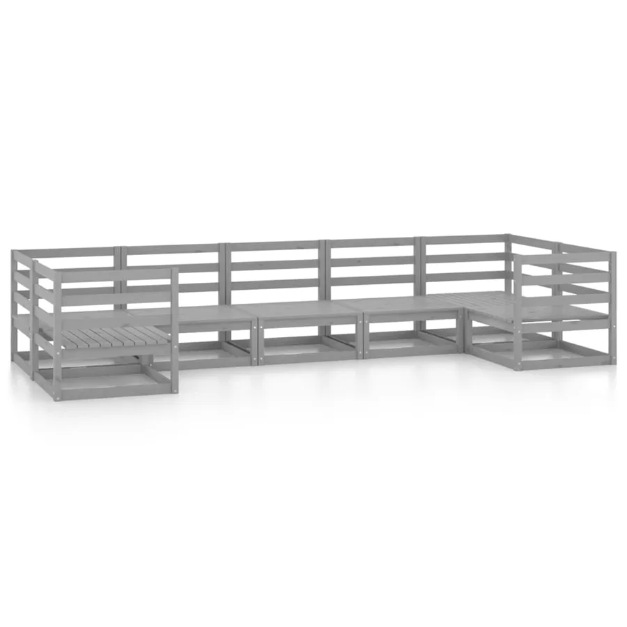 Salon de jardin 7 pcs Bois de pin massif - 2