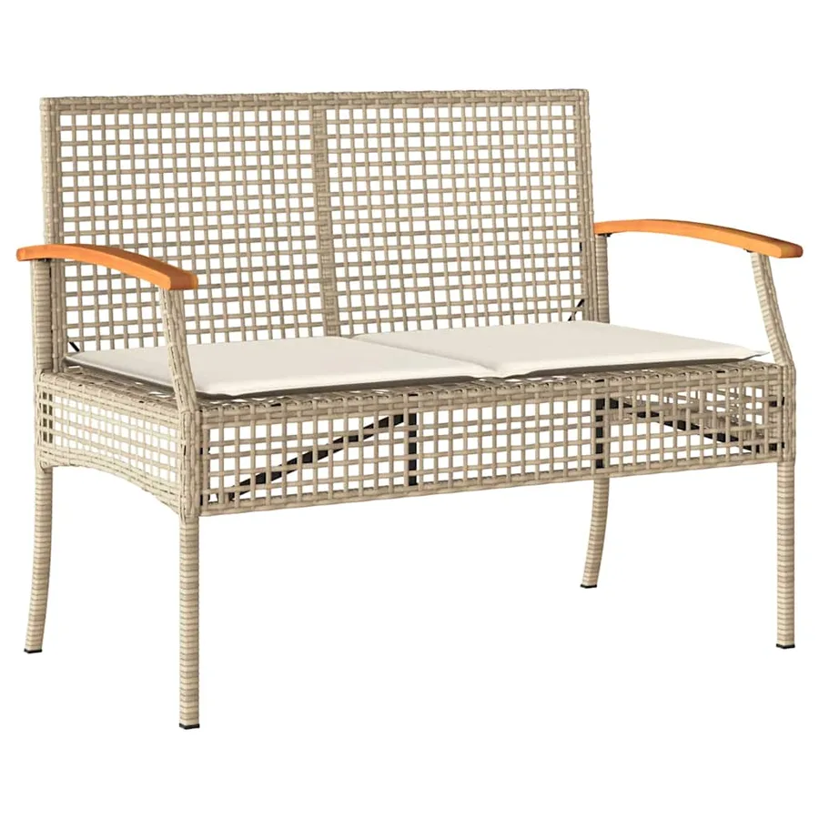 Ensemble à manger de jardin et coussins 3 pcs Beige poly rotin - 5