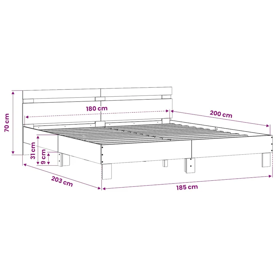 Cadre de lit sans matelas sonoma gris 180x200 cm - 10