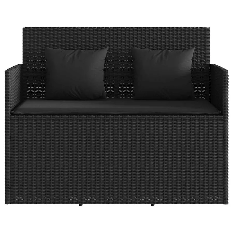 Banc de jardin avec coussins noir résine tressée - 4