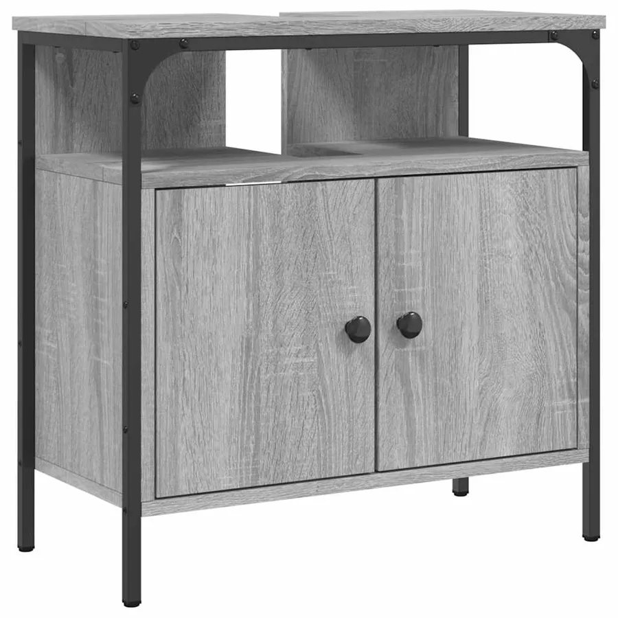Armoire lavabo de salle de bain sonoma gris 60x30x60 cm - 2