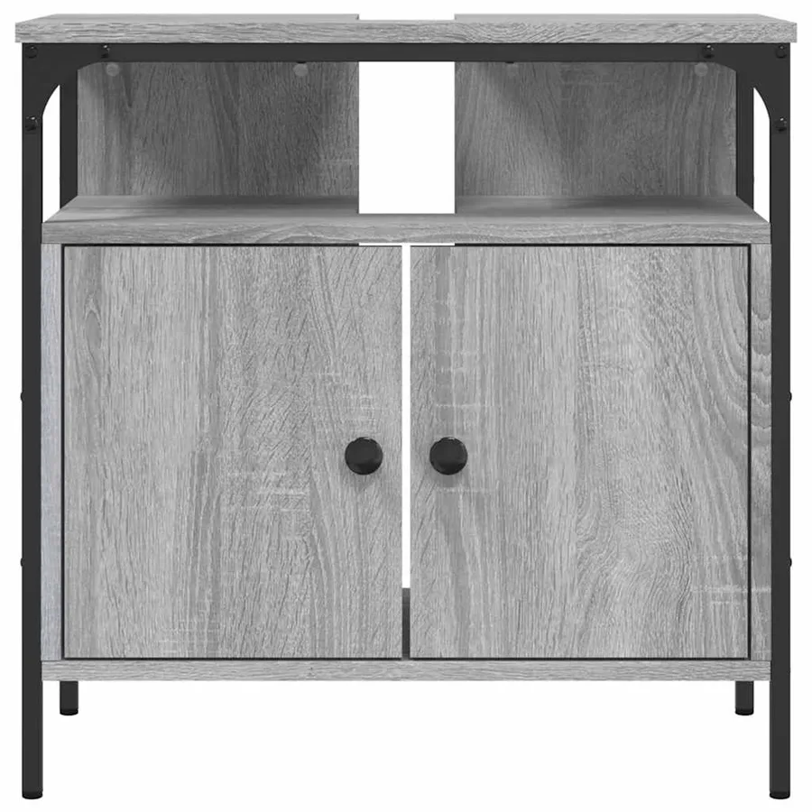 Armoire lavabo de salle de bain sonoma gris 60x30x60 cm - 4