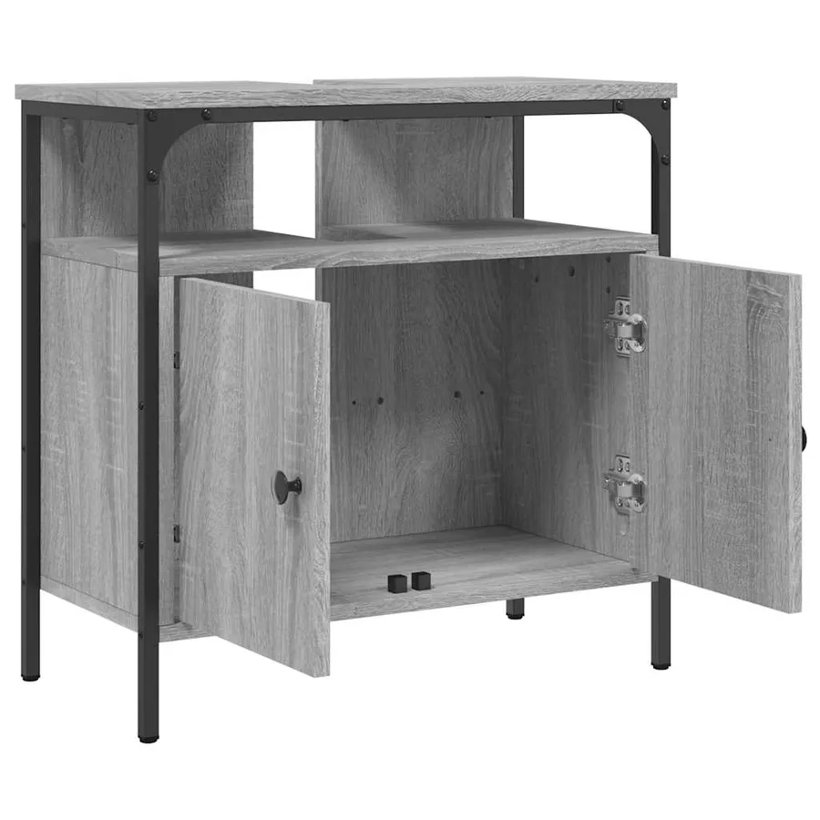 Armoire lavabo de salle de bain sonoma gris 60x30x60 cm - 5