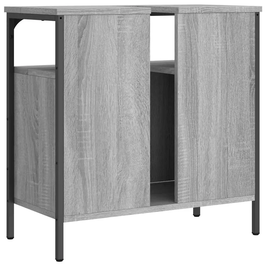 Armoire lavabo de salle de bain sonoma gris 60x30x60 cm - 6