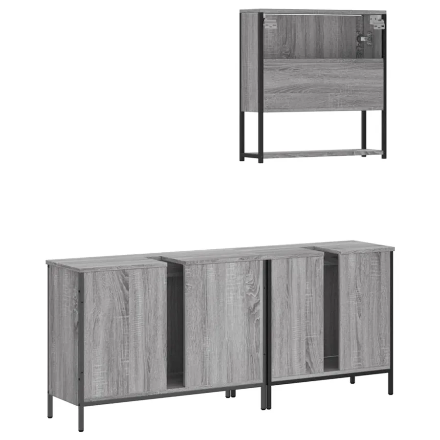 Ensemble de meubles de salle de bain 3 pcs Sonoma gris - 8