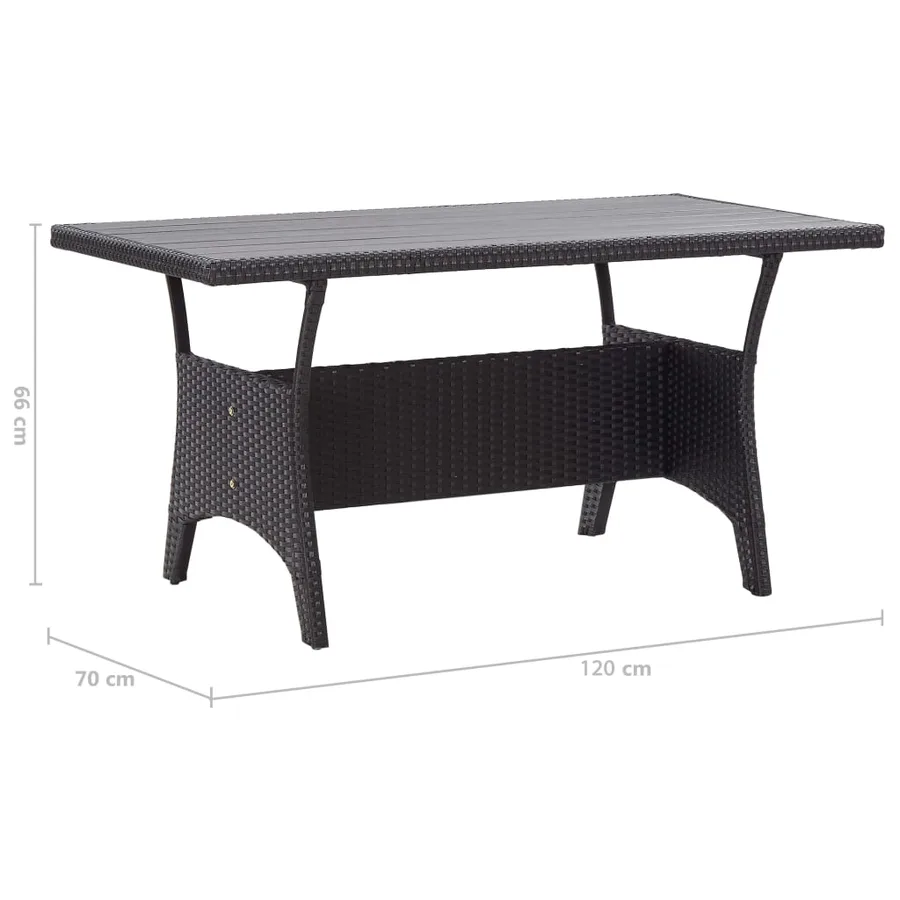 Ensemble à manger de jardin coussins noirs 3 pcs Résine tressée - 11