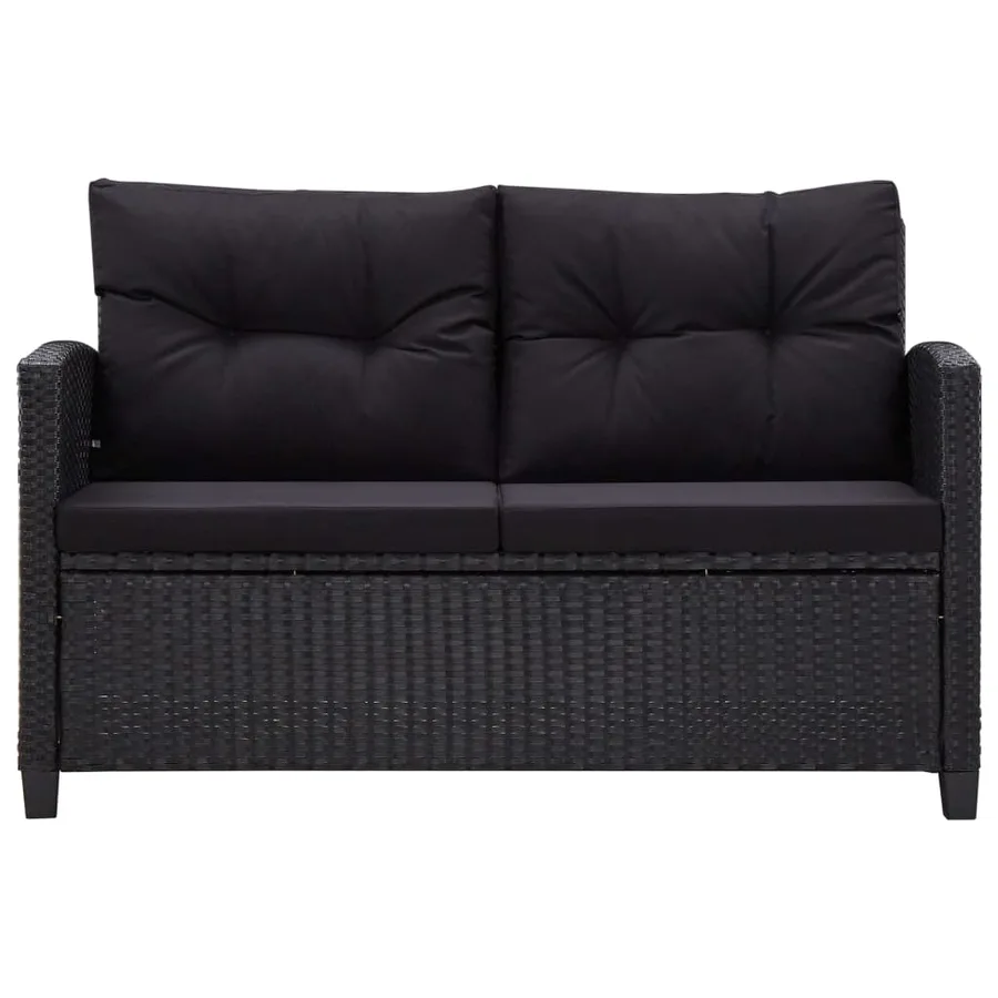 Ensemble à manger de jardin coussins noirs 3 pcs Résine tressée - 4