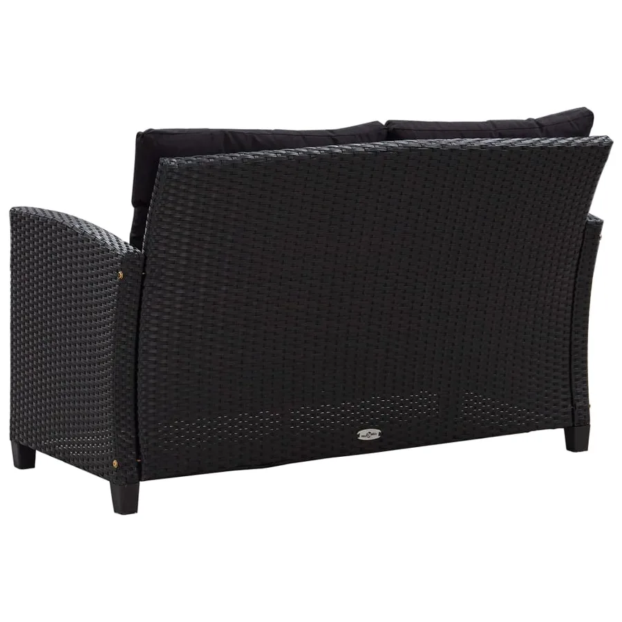 Ensemble à manger de jardin coussins noirs 3 pcs Résine tressée - 6