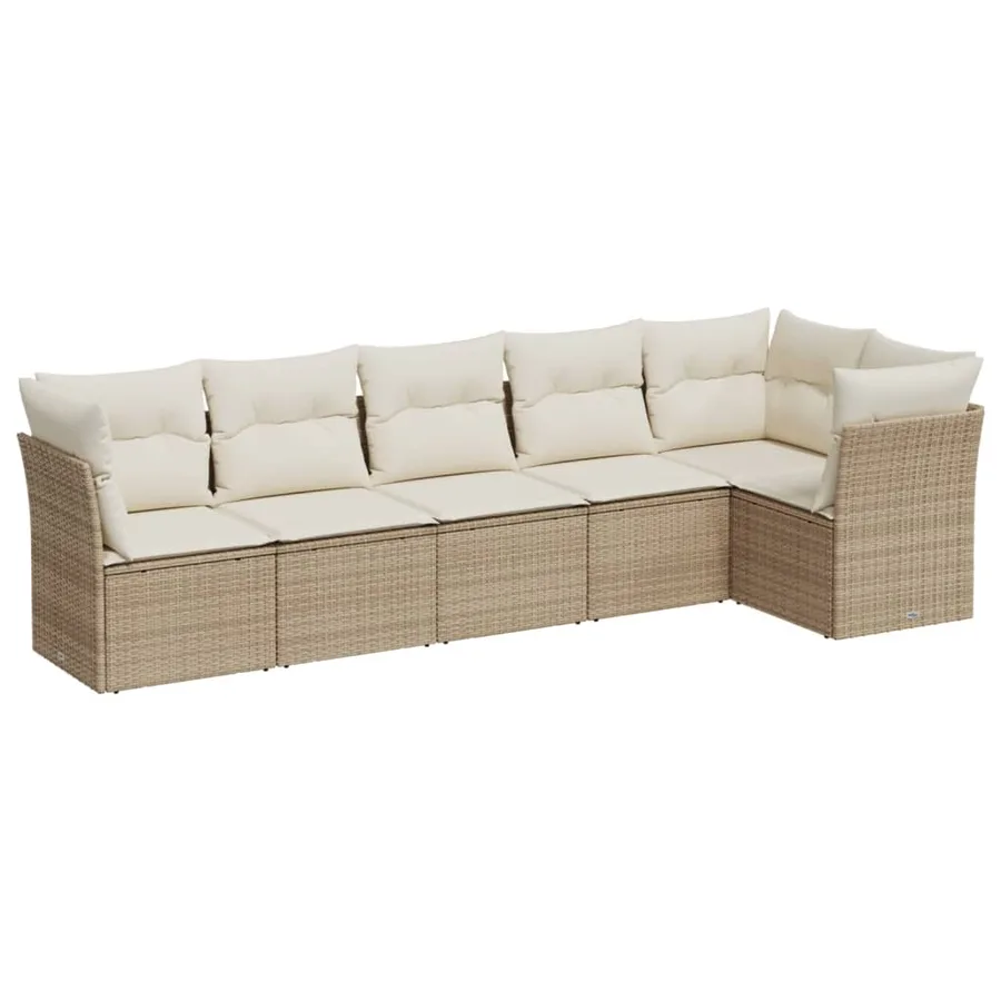 Salon de jardin avec coussins 6 pcs beige résine tressée - 2