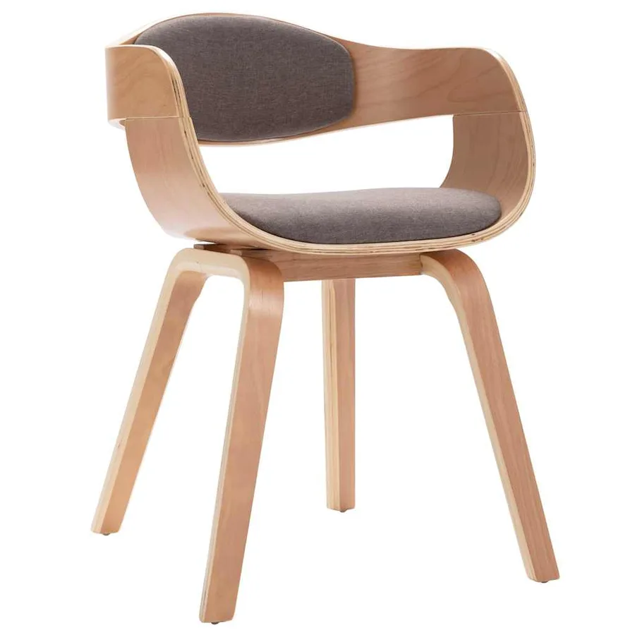 Chaises à manger lot de 2 bois courbé et tissu taupe - 3