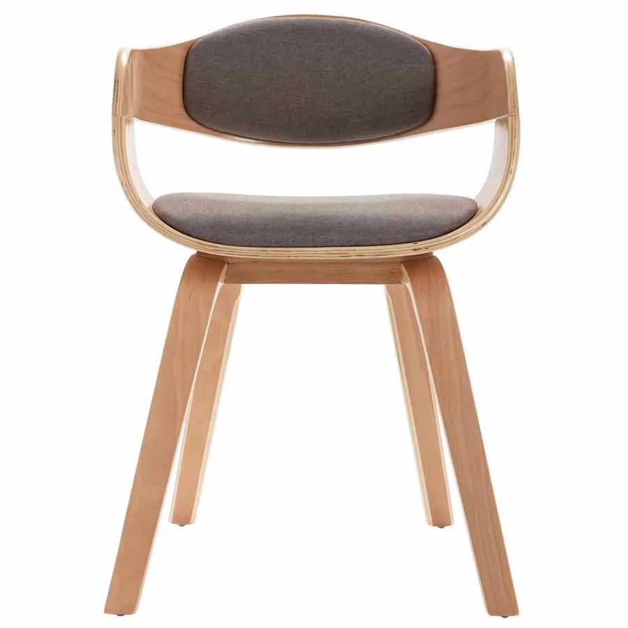 Chaises à manger lot de 2 bois courbé et tissu taupe - 4