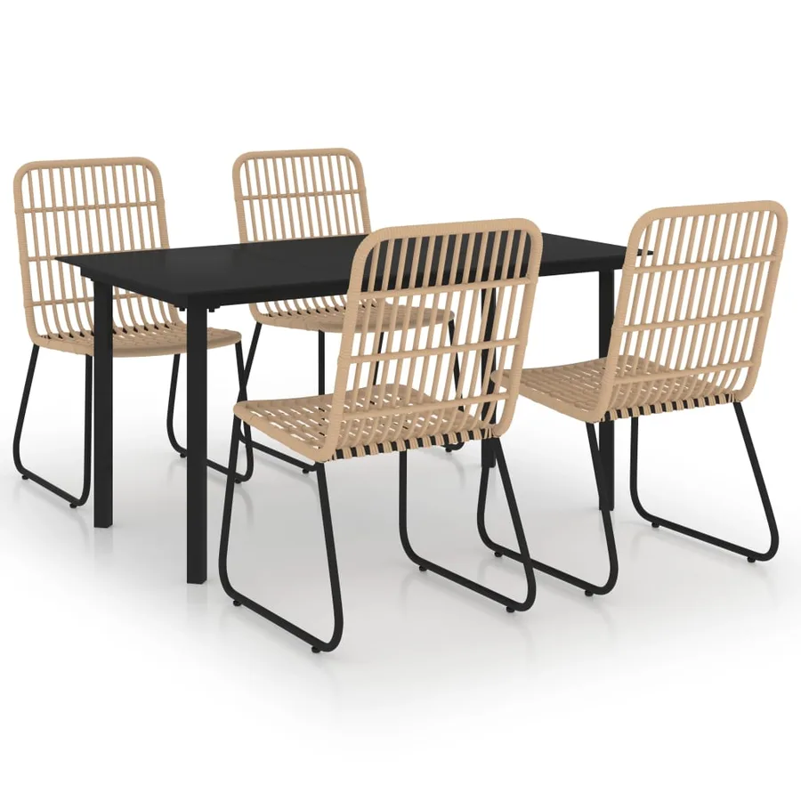 Ensemble à manger d'extérieur 5 pcs résine tressée et verre - 2