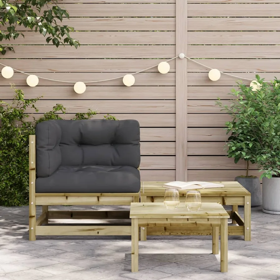 Canapé d'angle de jardin avec coussins et repose-pieds - 3