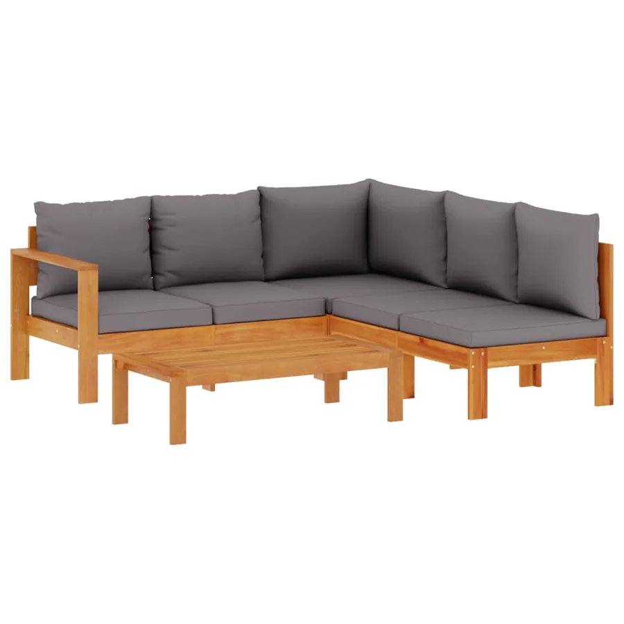 Salon de jardin avec coussins 4 pcs bois d'acacia massif - 2