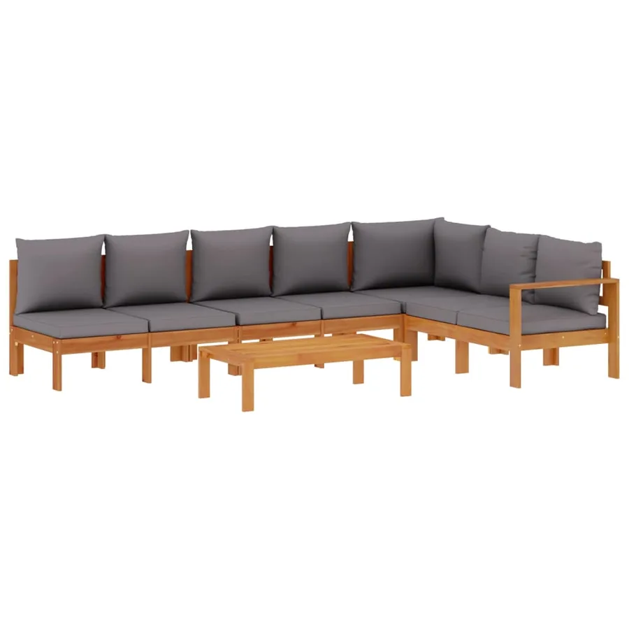 Salon de jardin avec coussins 5 pcs Bois d'acacia solide - 2