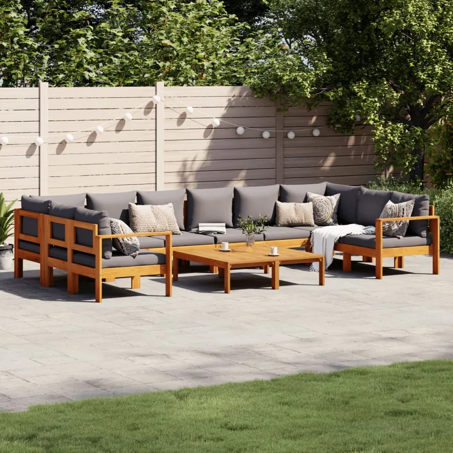 Salon de jardin avec coussins 8 pcs bois massif d'acacia