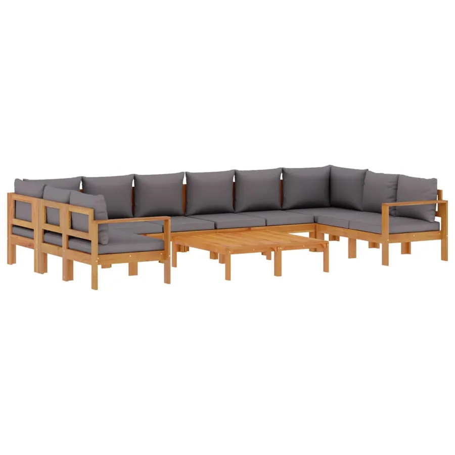 Salon de jardin avec coussins 8 pcs bois massif d'acacia - 2