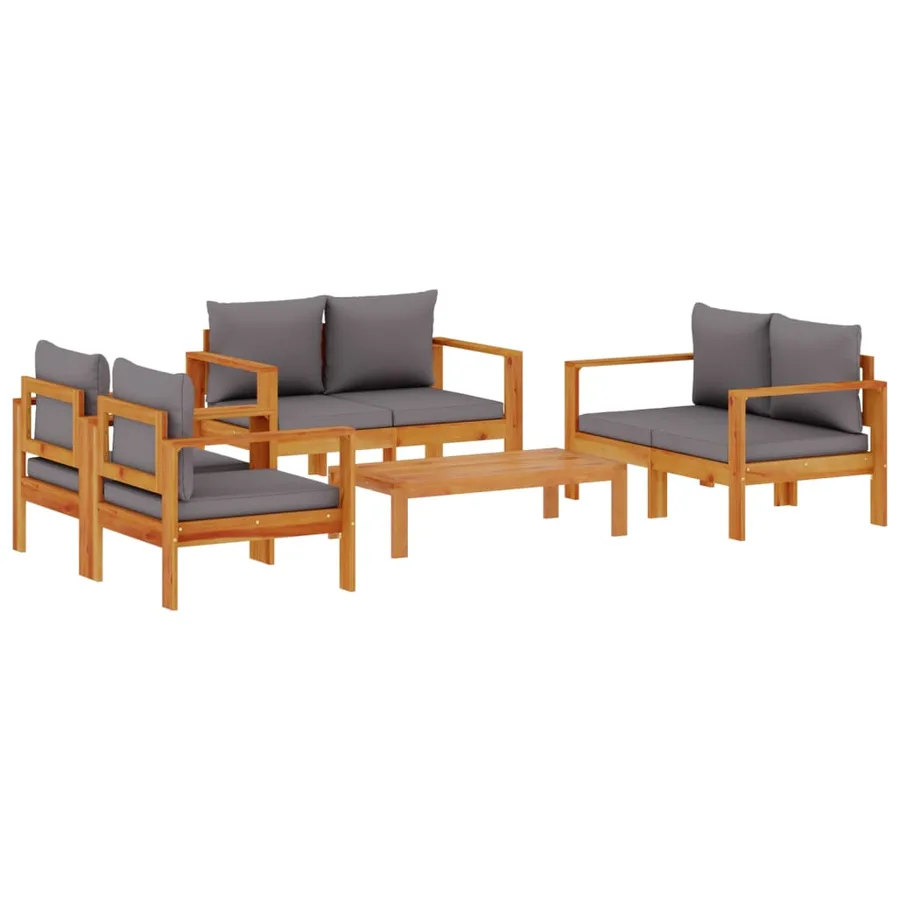 Salon de jardin avec coussins 5 pcs Bois d'acacia solide - 2