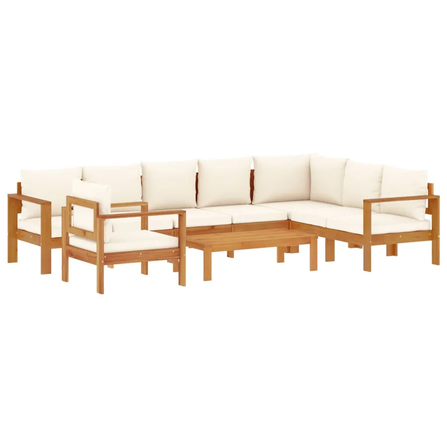 Salon de jardin avec coussins 6 pcs bois d'acacia solide - 2