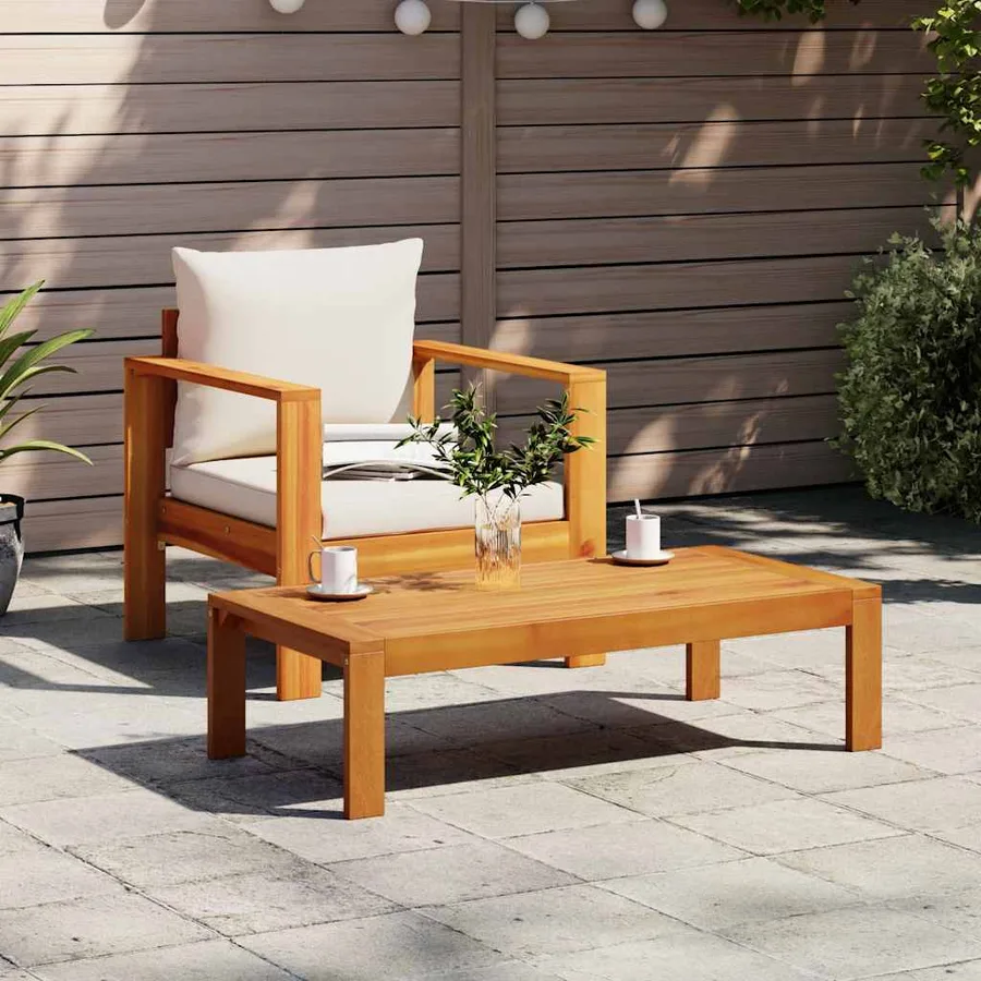 Chaise de jardin avec coussins bois massif d'acacia - 3
