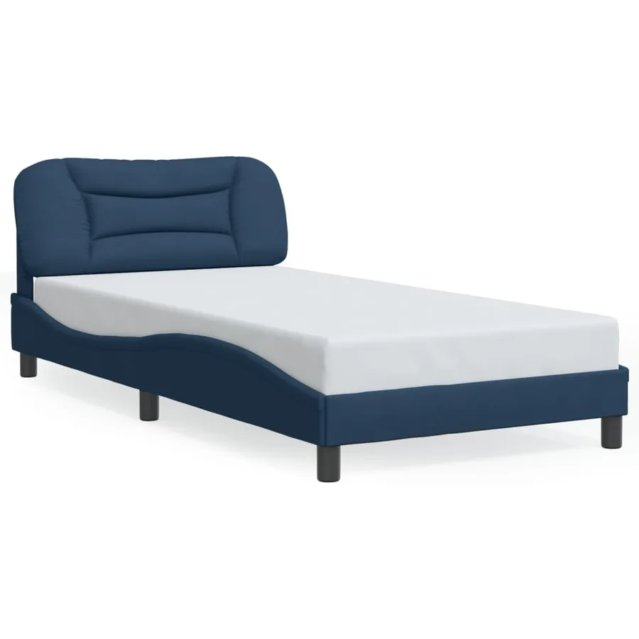 Cadre de lit avec LED sans matelas Hvar bleu 100x200 cm tissu - 5