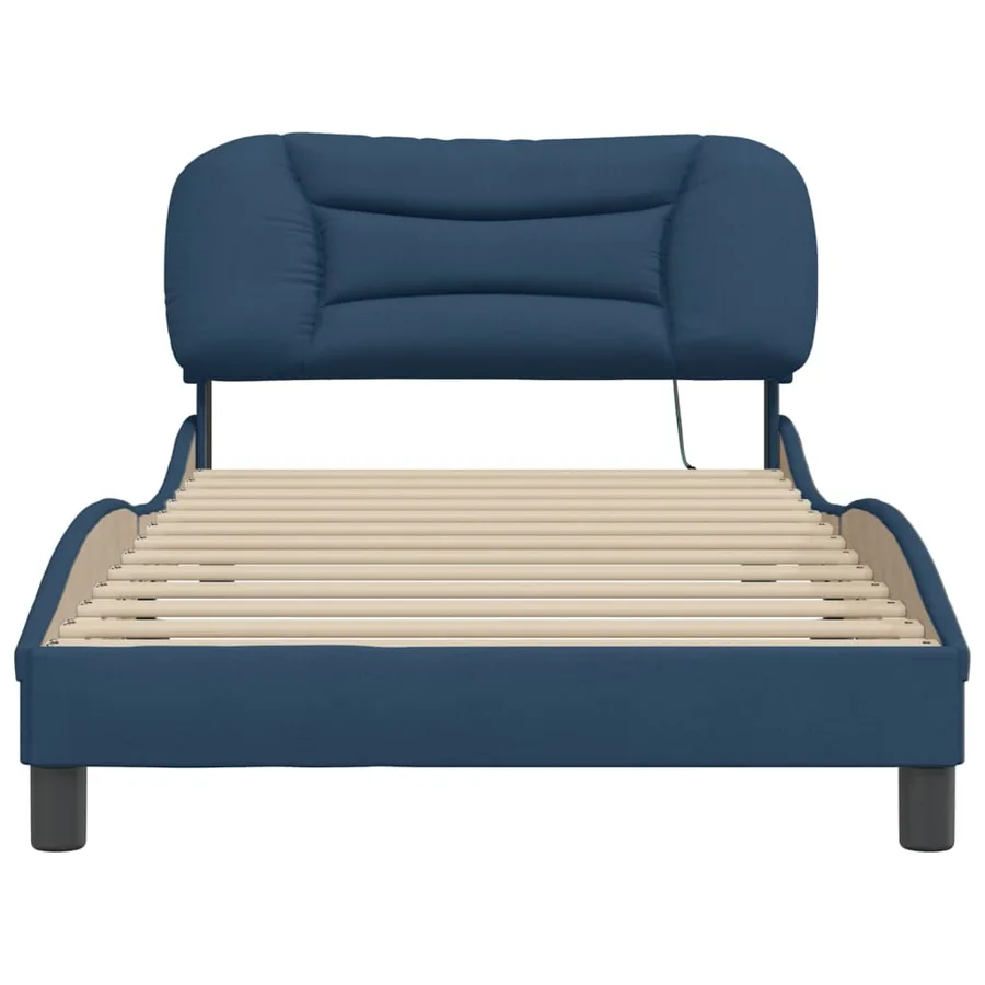 Cadre de lit avec LED sans matelas Hvar bleu 100x200 cm tissu - 6