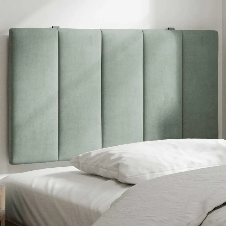 Coussin de tête de lit Hanko gris clair 80 cm velours