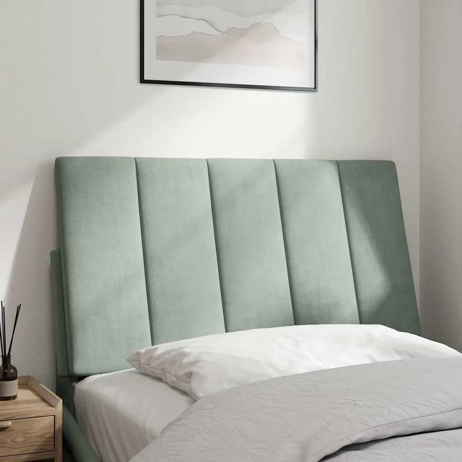 Coussin de tête de lit Hanko gris clair 80 cm velours - 3