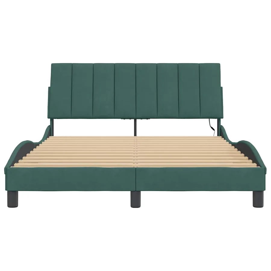 Cadre de lit avec LED sans matelas Hanko vert foncé 120x200cm velours - 6