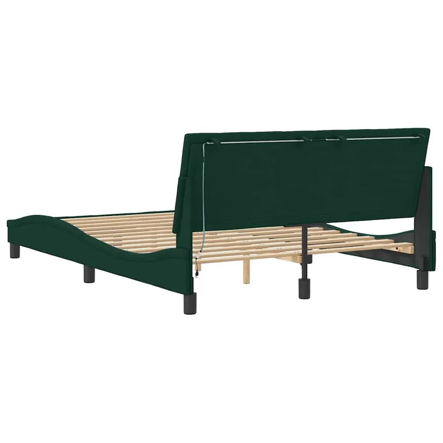 Cadre de lit avec LED sans matelas Hanko vert foncé 120x200cm velours - 8