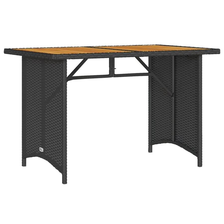 Table de jardin et dessus en bois noir 110x68x70 cm poly rotin - 2